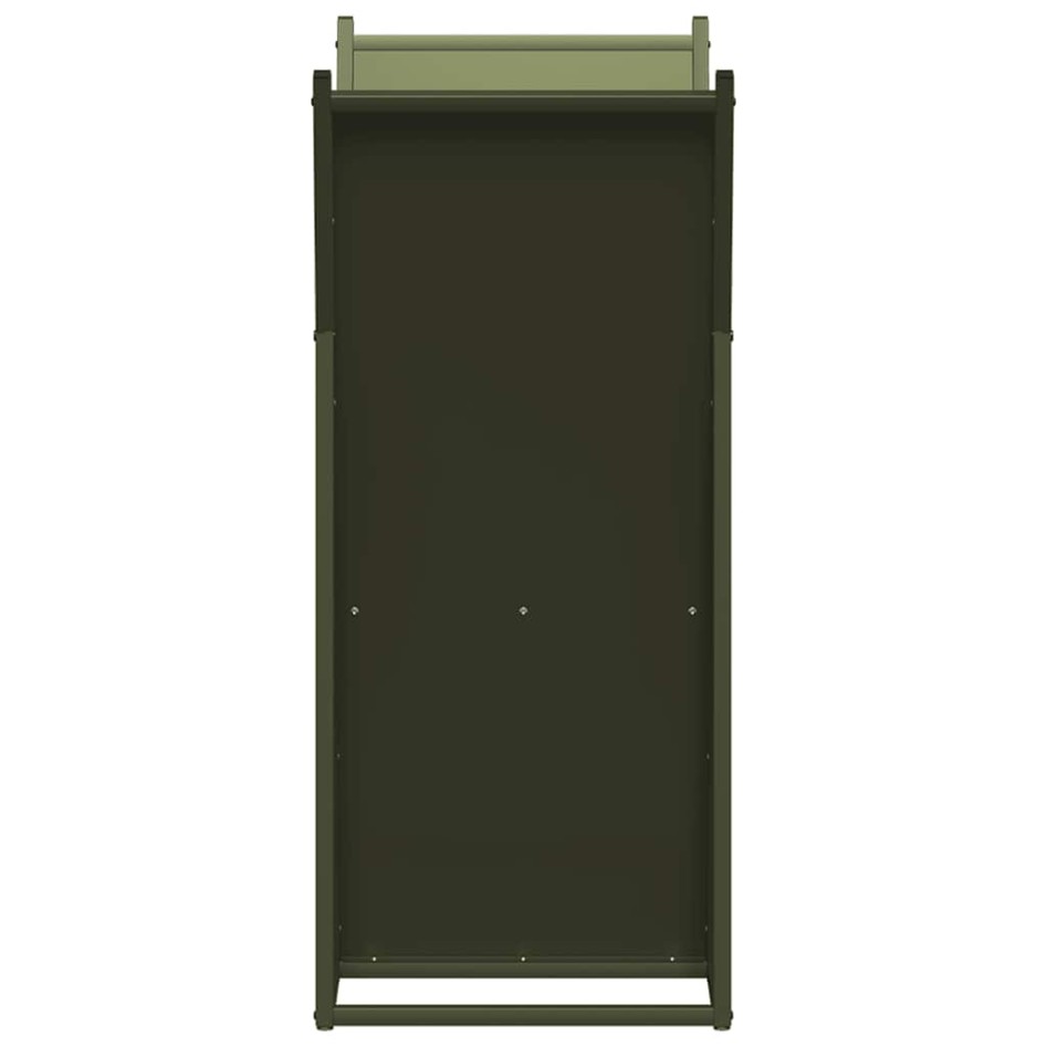 Leñero verde oliva 69,5x35x81 cm Acero laminado en
