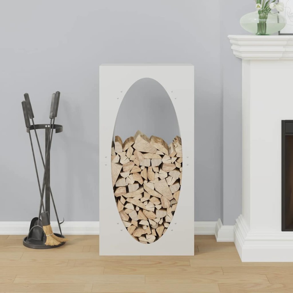 Leñero blanco 50x23x100 cm Acero laminado en