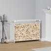 Leñero blanco 90x28x65 cm Acero laminado en frío