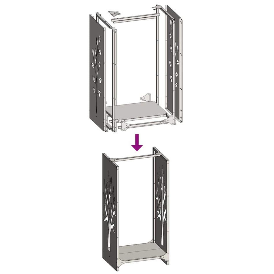 Leñero negro 40x30x80 cm Acero laminado en