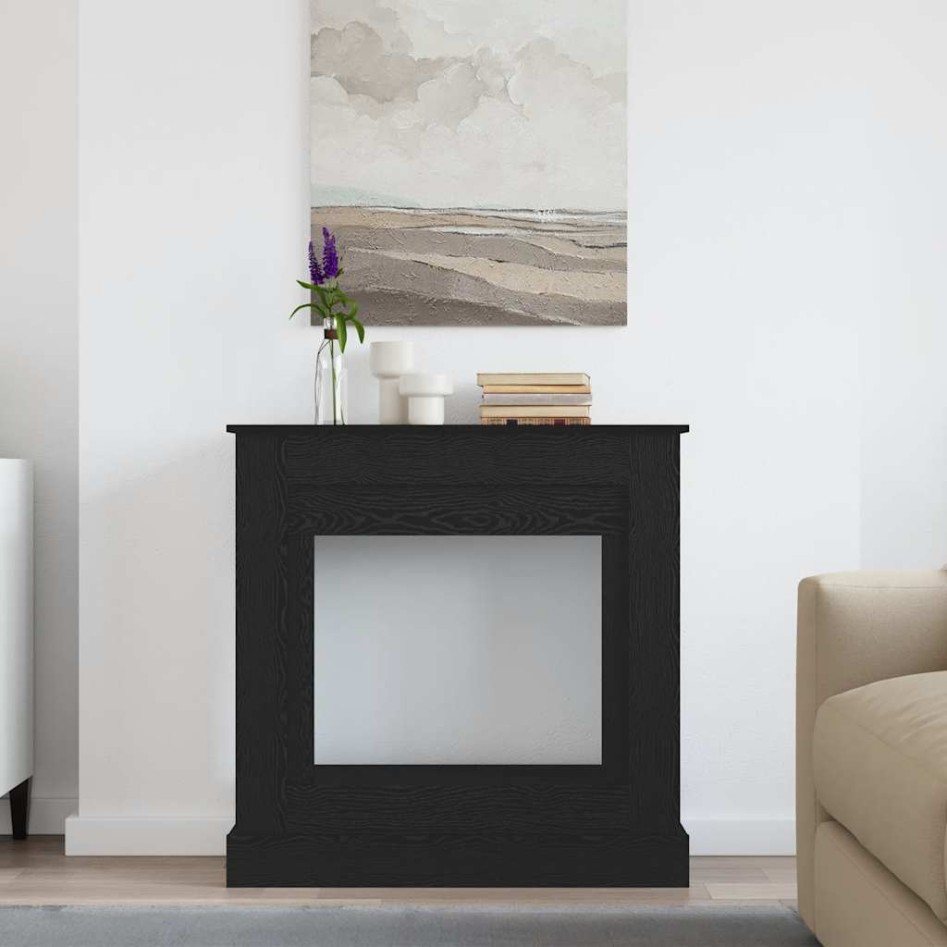 Borde de chimenea roble negro 90x30x90 cm madera