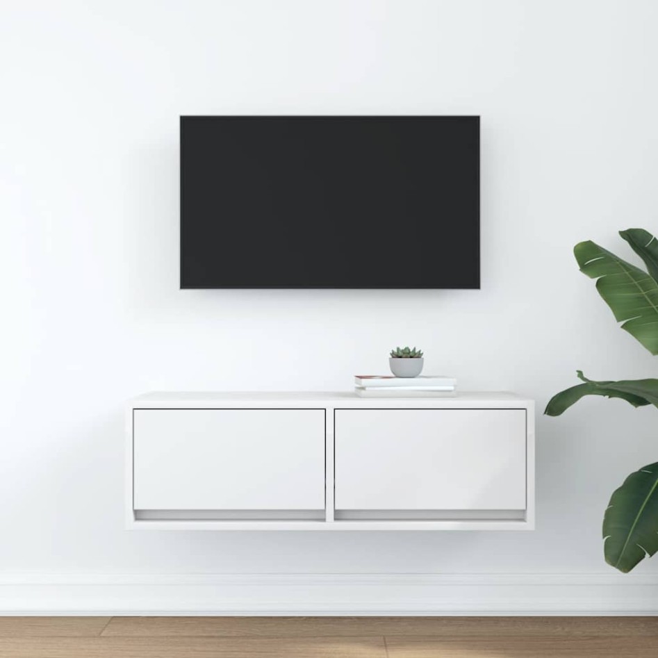 Mueble de TV de madera de ingeniería blanco 80x31x25,5