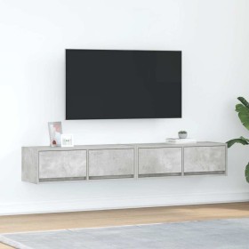 Muebles de TV 2uds madera ingeniería gris hormigón