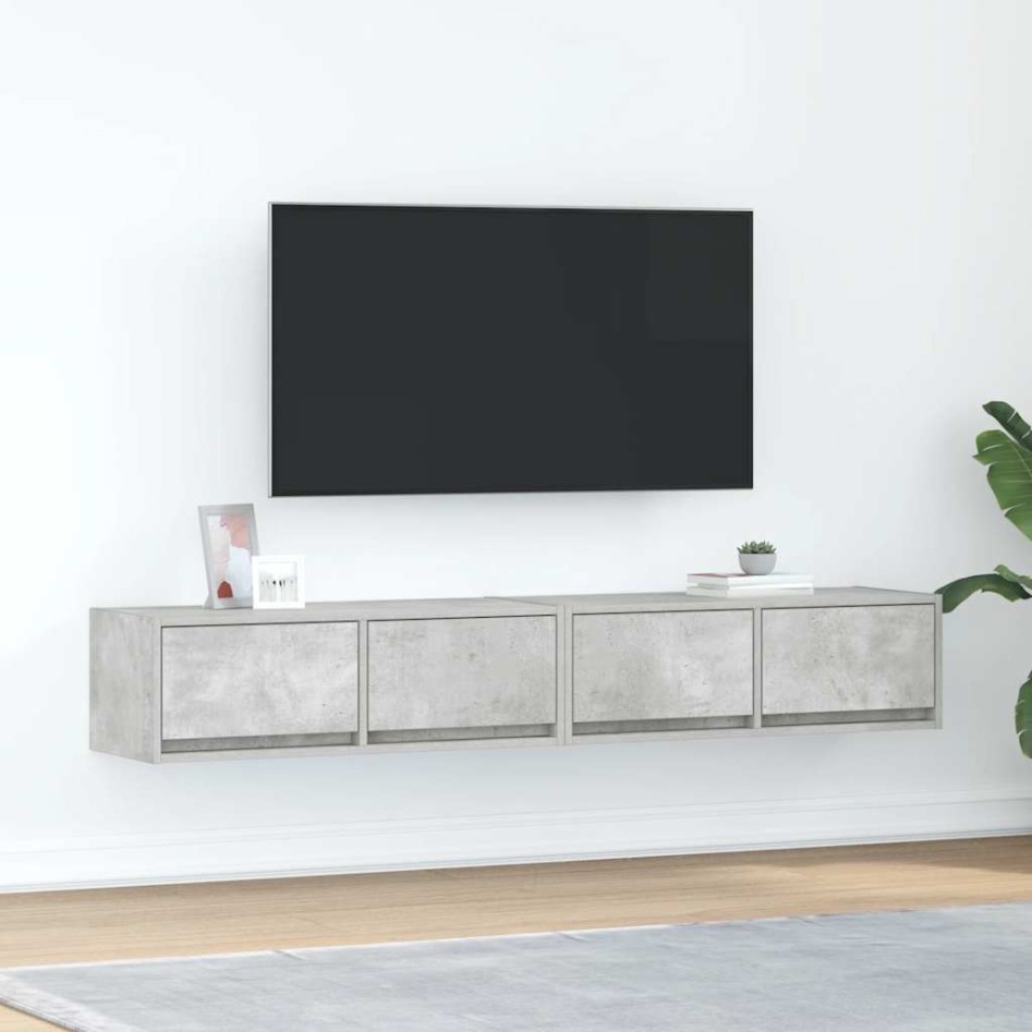 Muebles de TV 2uds madera ingeniería gris hormigón