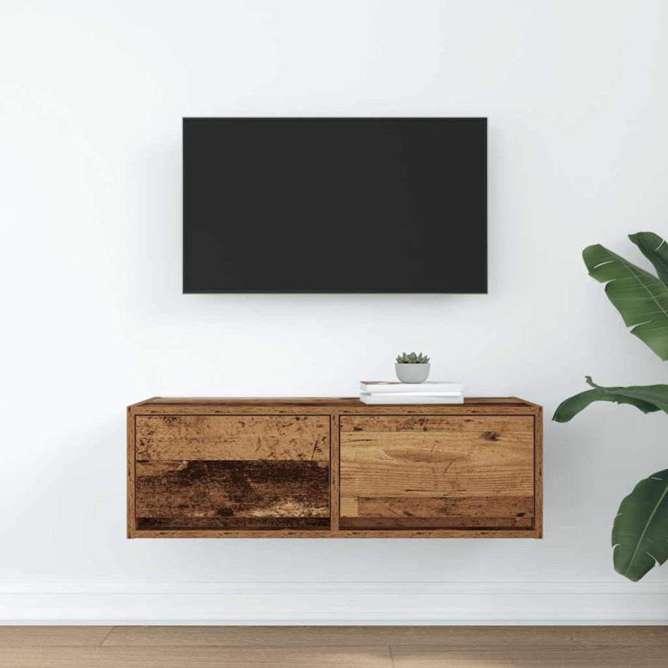 Mueble para TV madera contrachapada envejecida 80x31x25,5