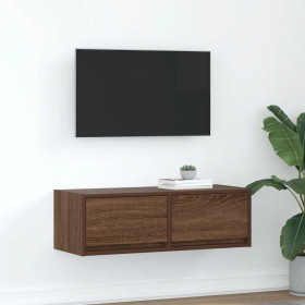 Mueble de TV madera contrachapada roble marrón 80x31x25,5