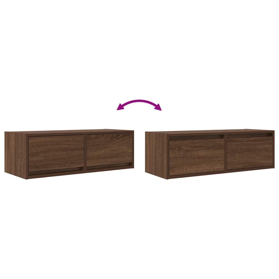 Mueble de TV madera contrachapada roble marrón 80x31x25,5
