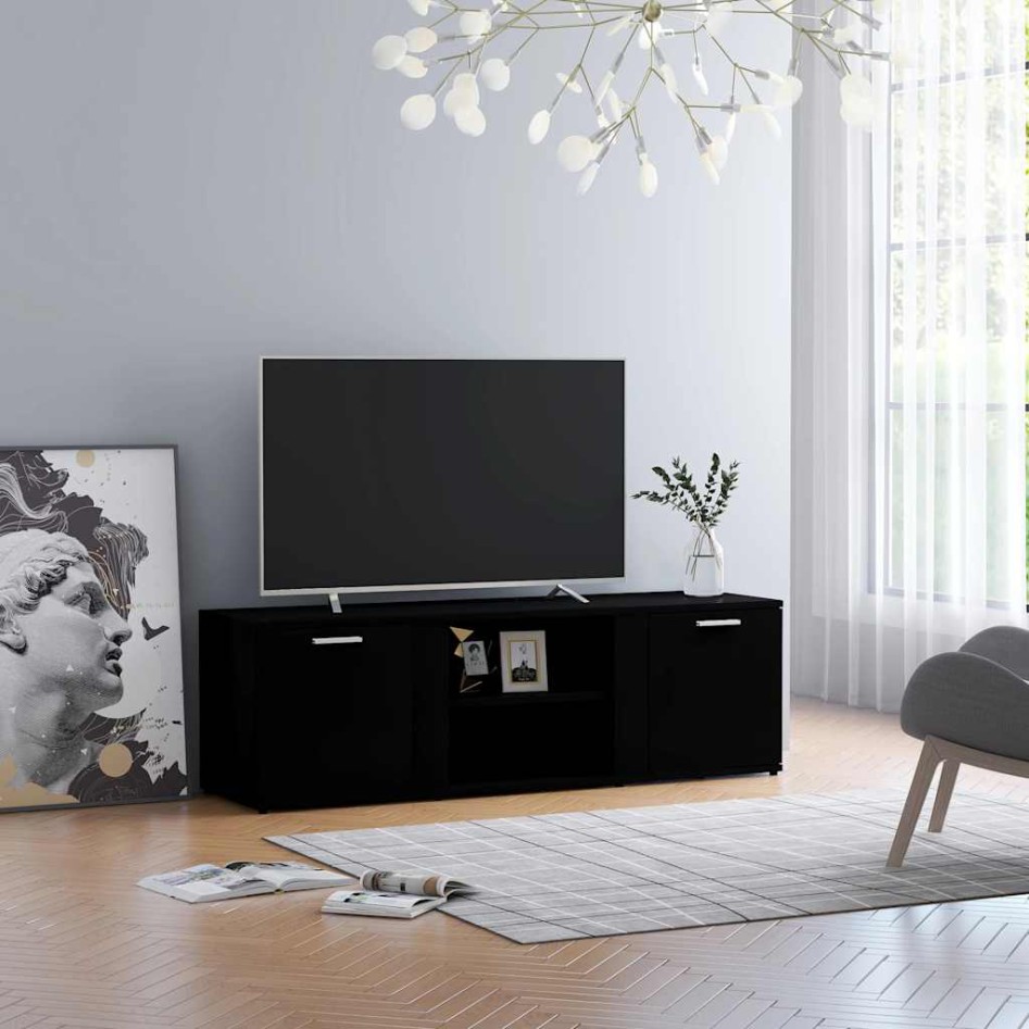 Mueble de TV madera contrachapada negra 120x34x37