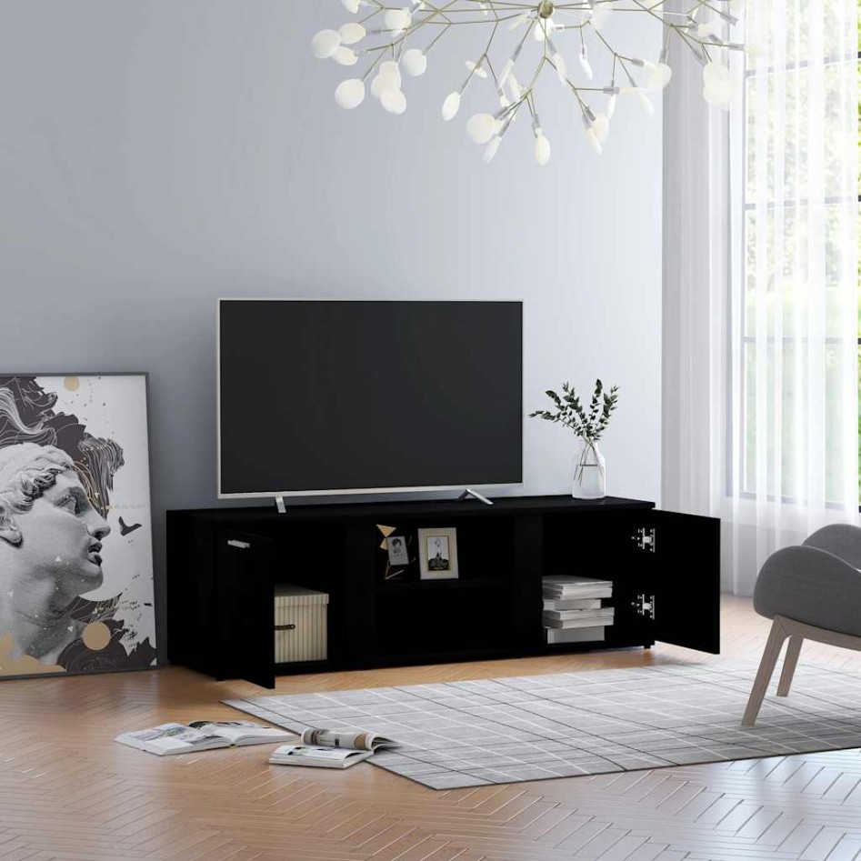 Mueble de TV madera contrachapada negra 120x34x37
