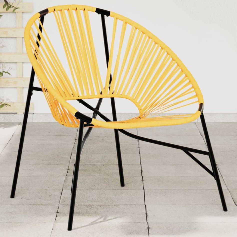Silla de jardín con forma huevo amarillo y