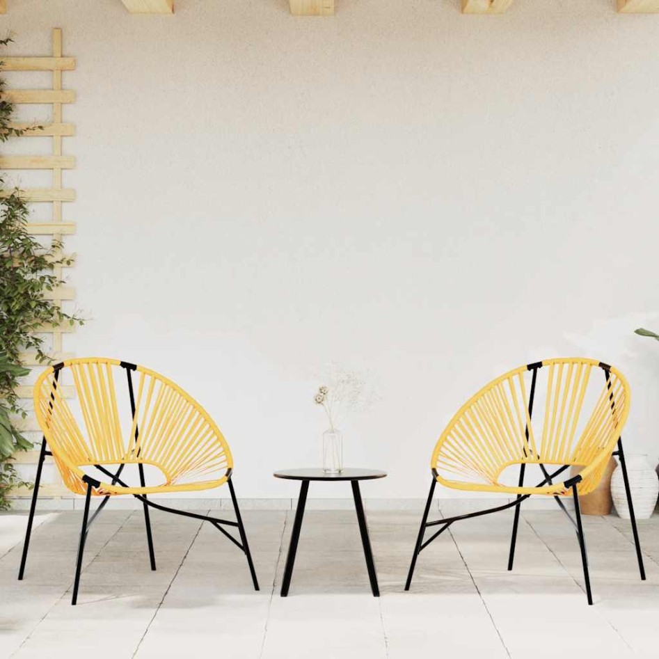 Silla de jardín con forma huevo amarillo y
