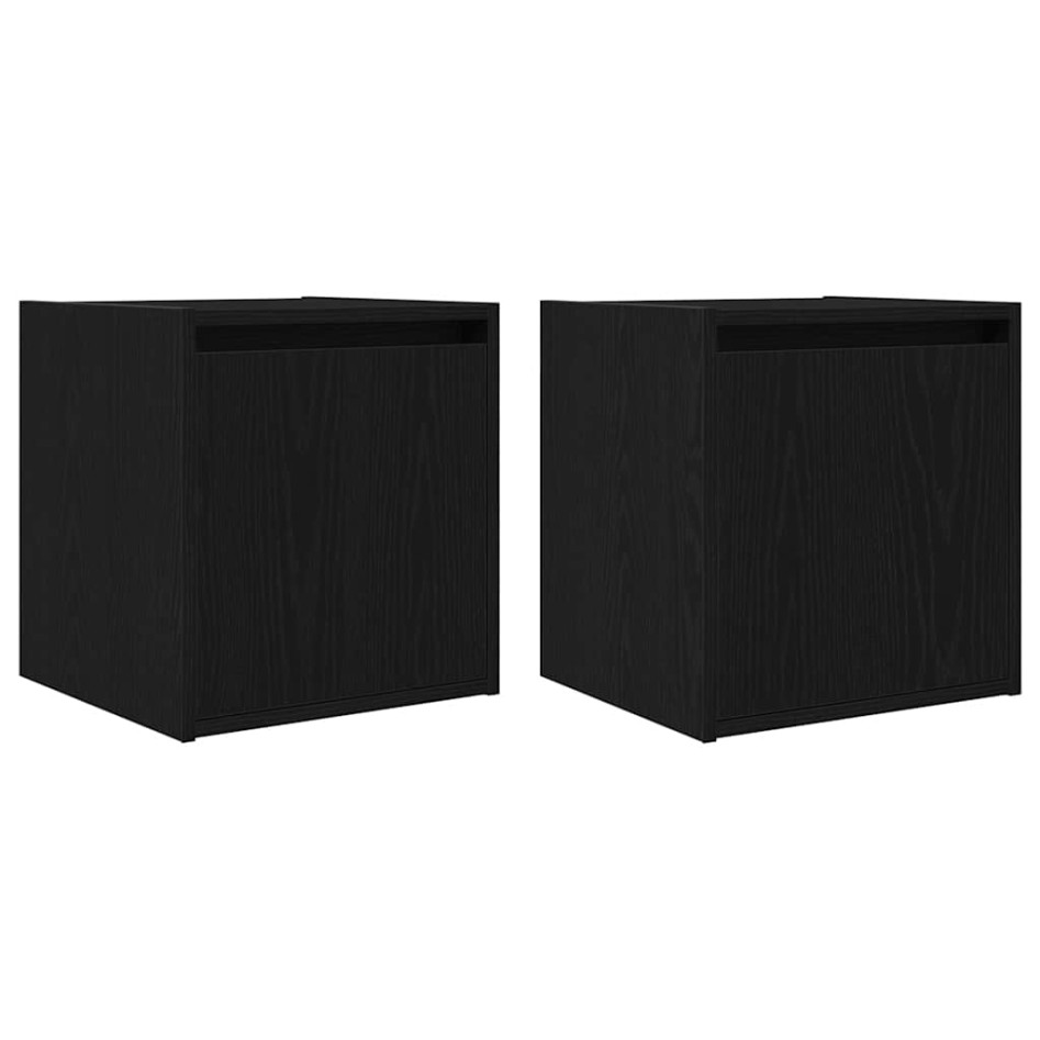 Mesillas de noche de pared 2 uds. Color negro 38x34x40