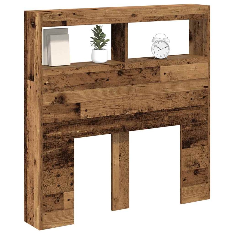 Cabecero de cama con LED madera vieja 100x17x102