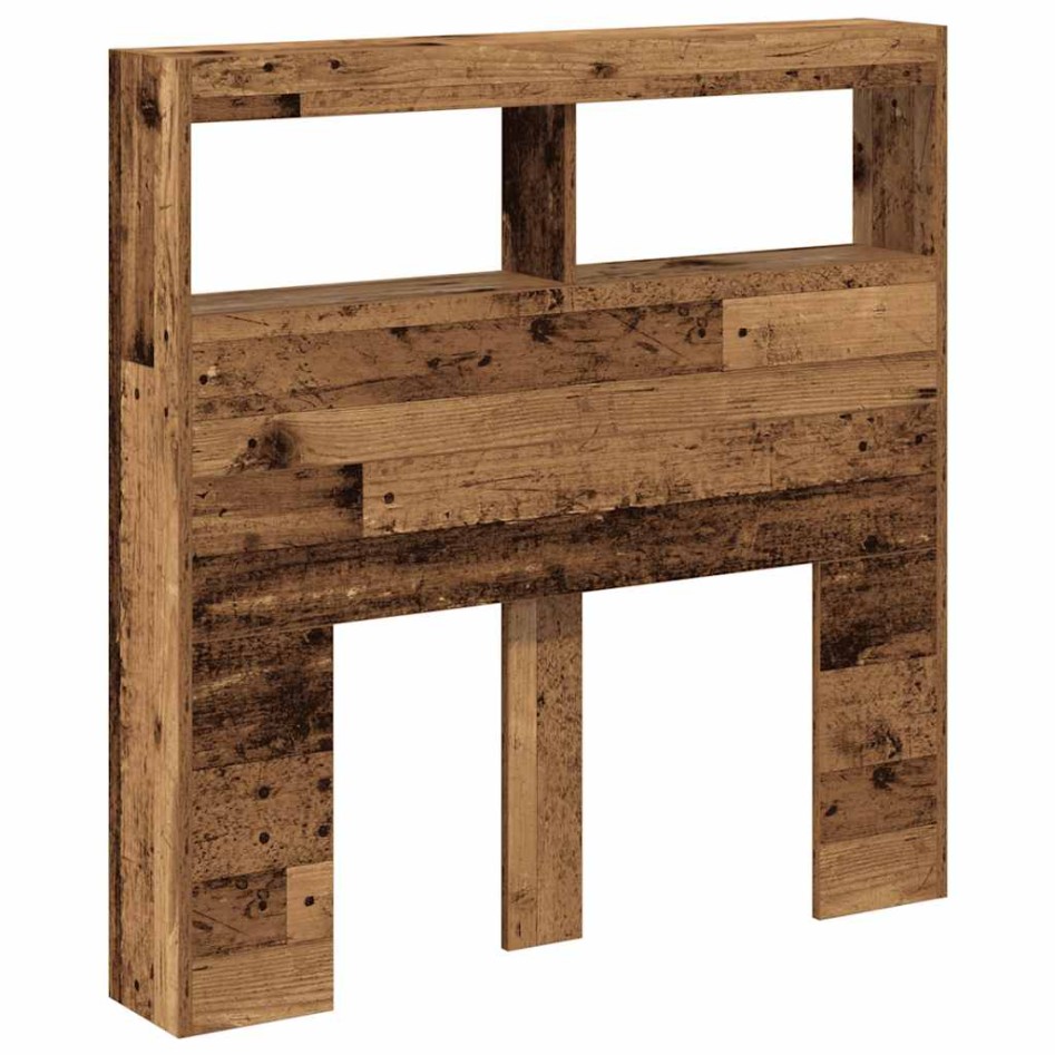 Cabecero de cama con LED madera vieja 100x17x102