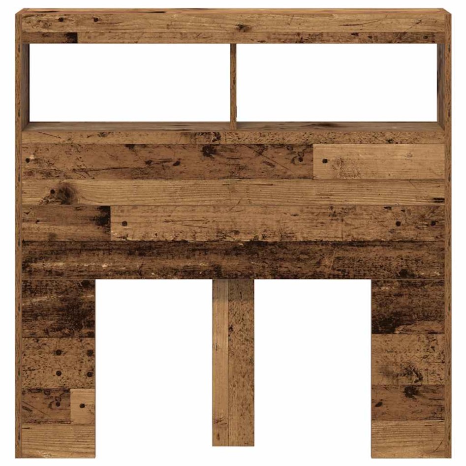 Cabecero de cama con LED madera vieja 100x17x102