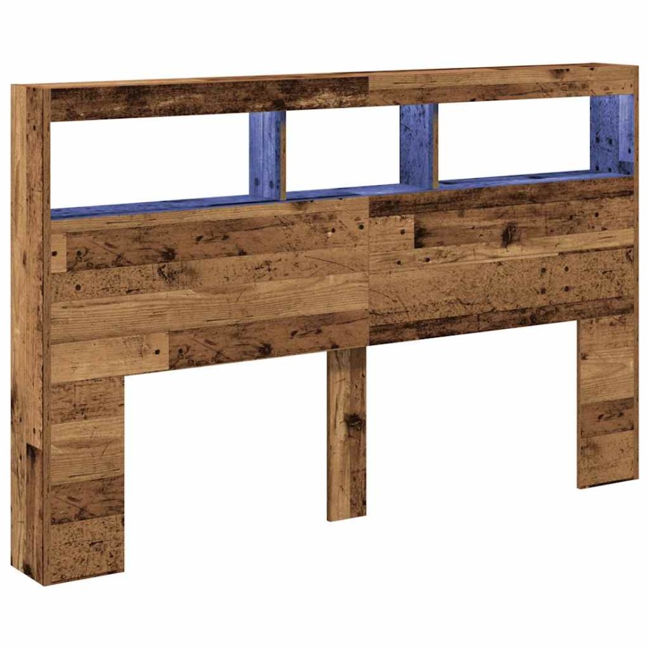 Cabecero de cama con LED madera vieja 160x17x102