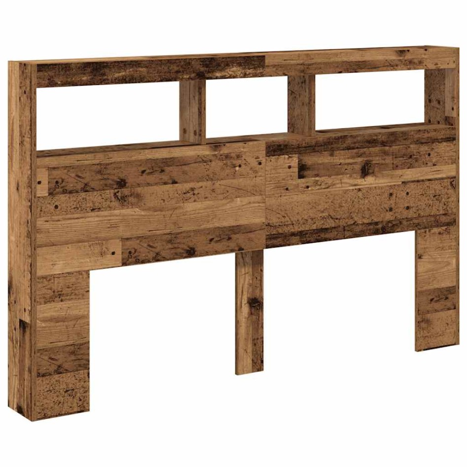 Cabecero de cama con LED madera vieja 160x17x102