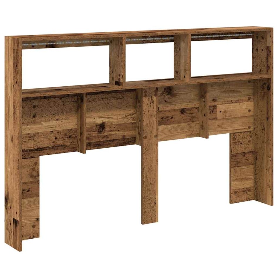 Cabecero de cama con LED madera vieja 160x17x102