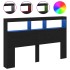 Cabecero de cama con LED roble negro 160x17x102