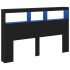 Cabecero de cama con LED roble negro 160x17x102