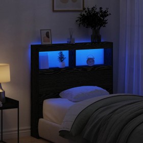 Cabecero de cama con LED roble negro 100x17x102