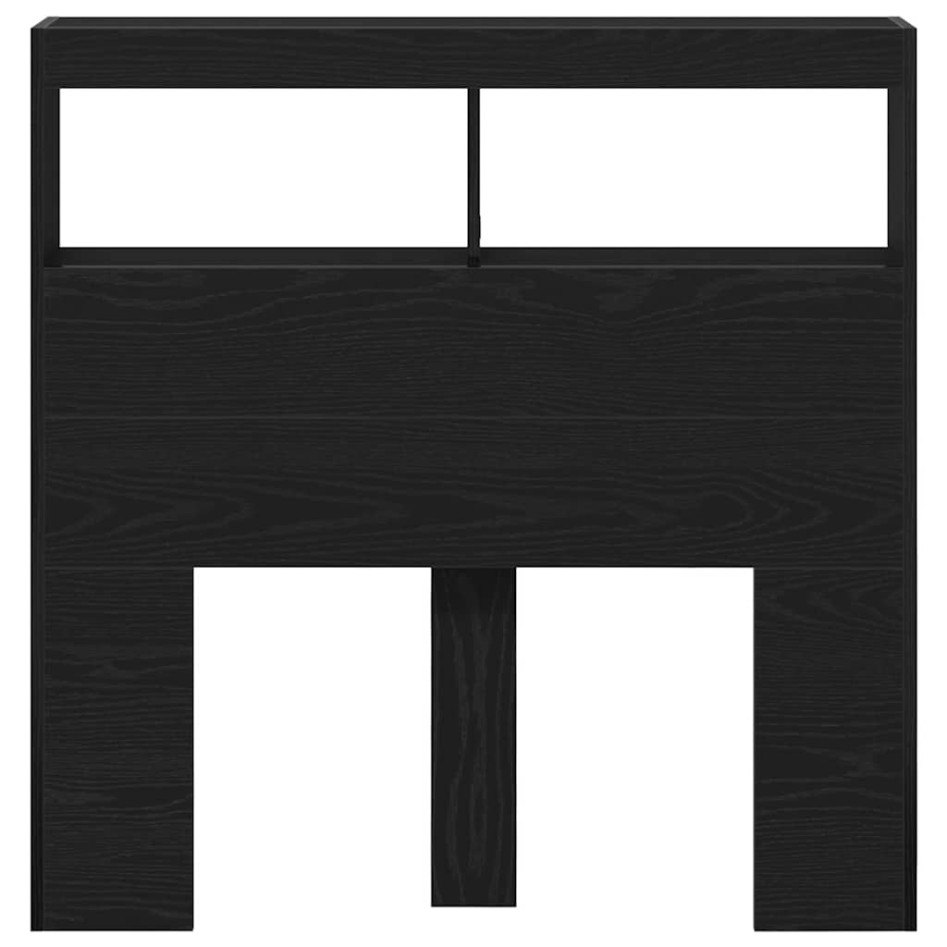 Cabecero de cama con LED roble negro 100x17x102