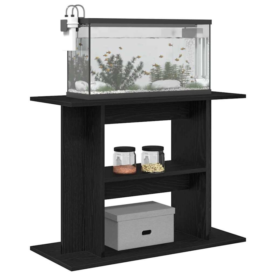 Soporte para acuario de madera de roble negro 80x35x60