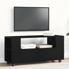 Mueble TV ruedas madera ingeniería roble negro