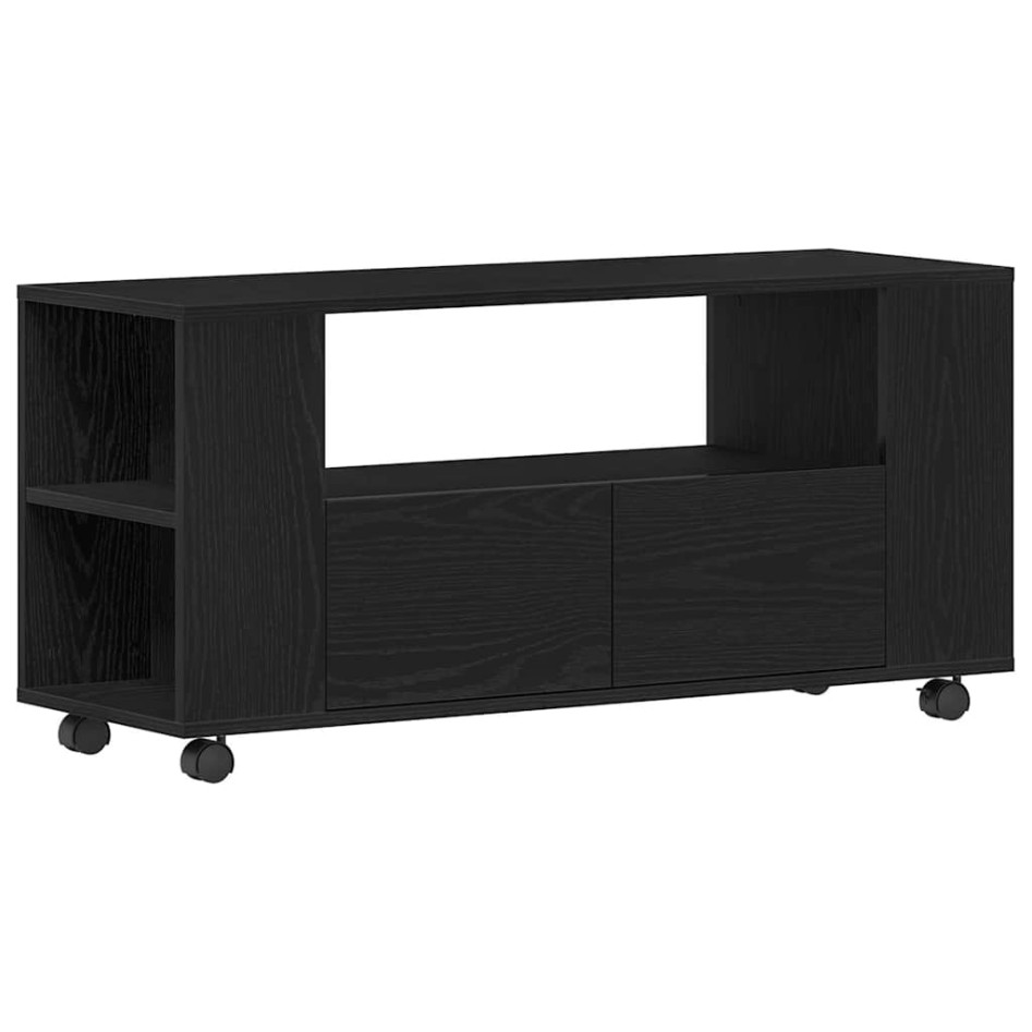 Mueble TV ruedas madera ingeniería roble negro