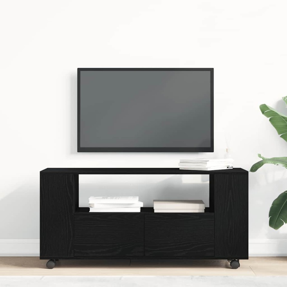 Mueble TV ruedas madera ingeniería roble negro