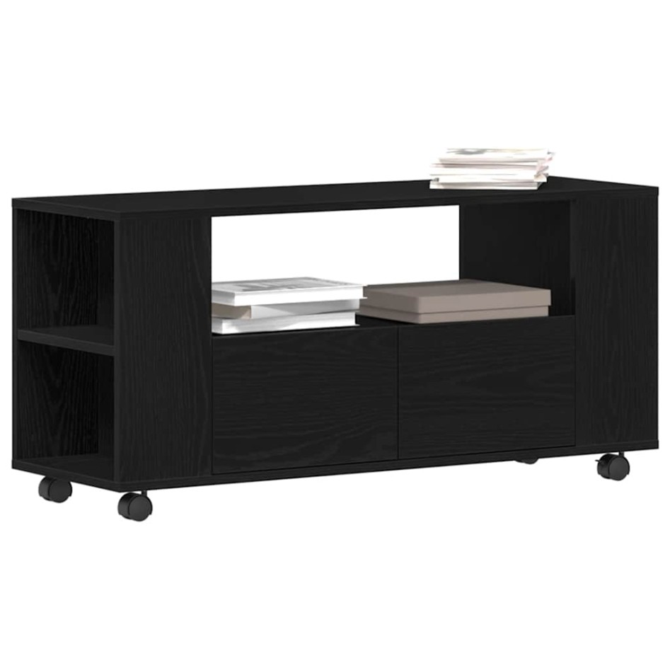 Mueble TV ruedas madera ingeniería roble negro