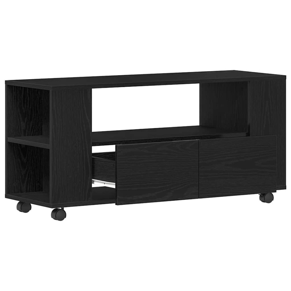 Mueble TV ruedas madera ingeniería roble negro
