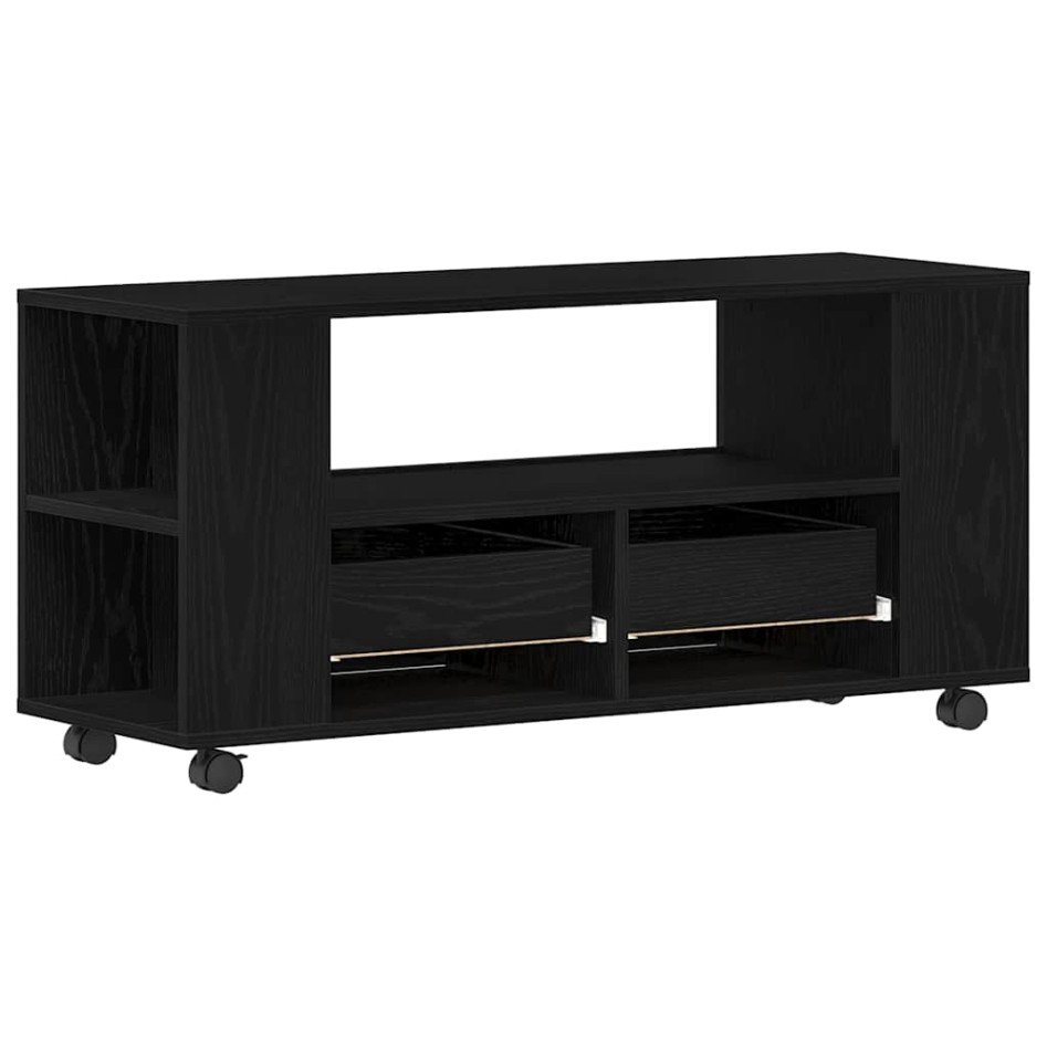Mueble TV ruedas madera ingeniería roble negro