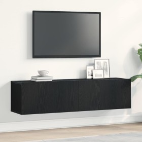 Mueble de TV de madera de roble negro 120x30x30,5