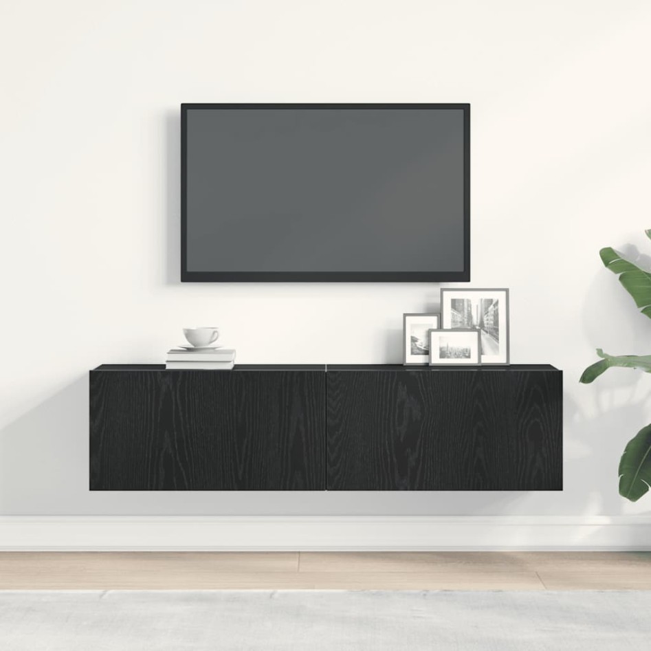 Mueble de TV de madera de roble negro 120x30x30,5