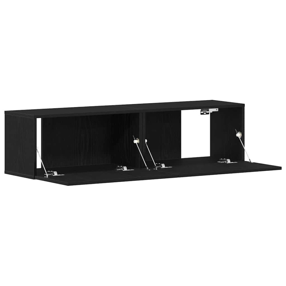 Mueble de TV de madera de roble negro 120x30x30,5