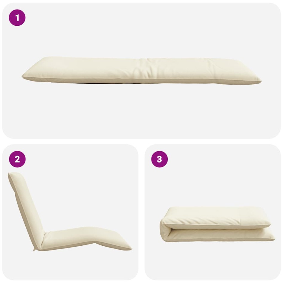 Tumbona plegable color crema 175x54x8,5 cm Tejido
