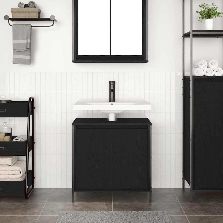 Mueble de baño con lavabo negro 60x34,5x60