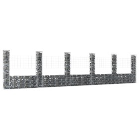 Cesta de gaviones forma de U 6 postes de hierro 620x20x150