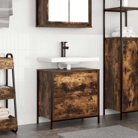 Mueble de baño con lavabo y cajones roble ahumado 60x34,5x60