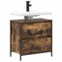 Mueble de baño con lavabo y cajones roble ahumado 60x34,5x60