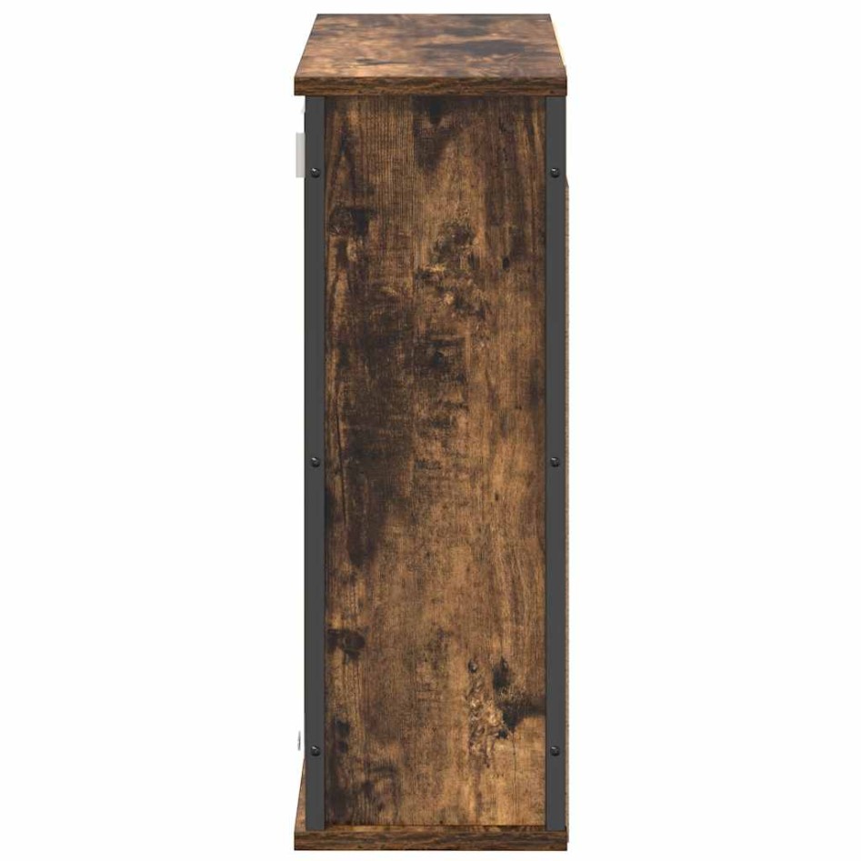 Mueble de baño de pared con espejo roble ahumado 60x21x60