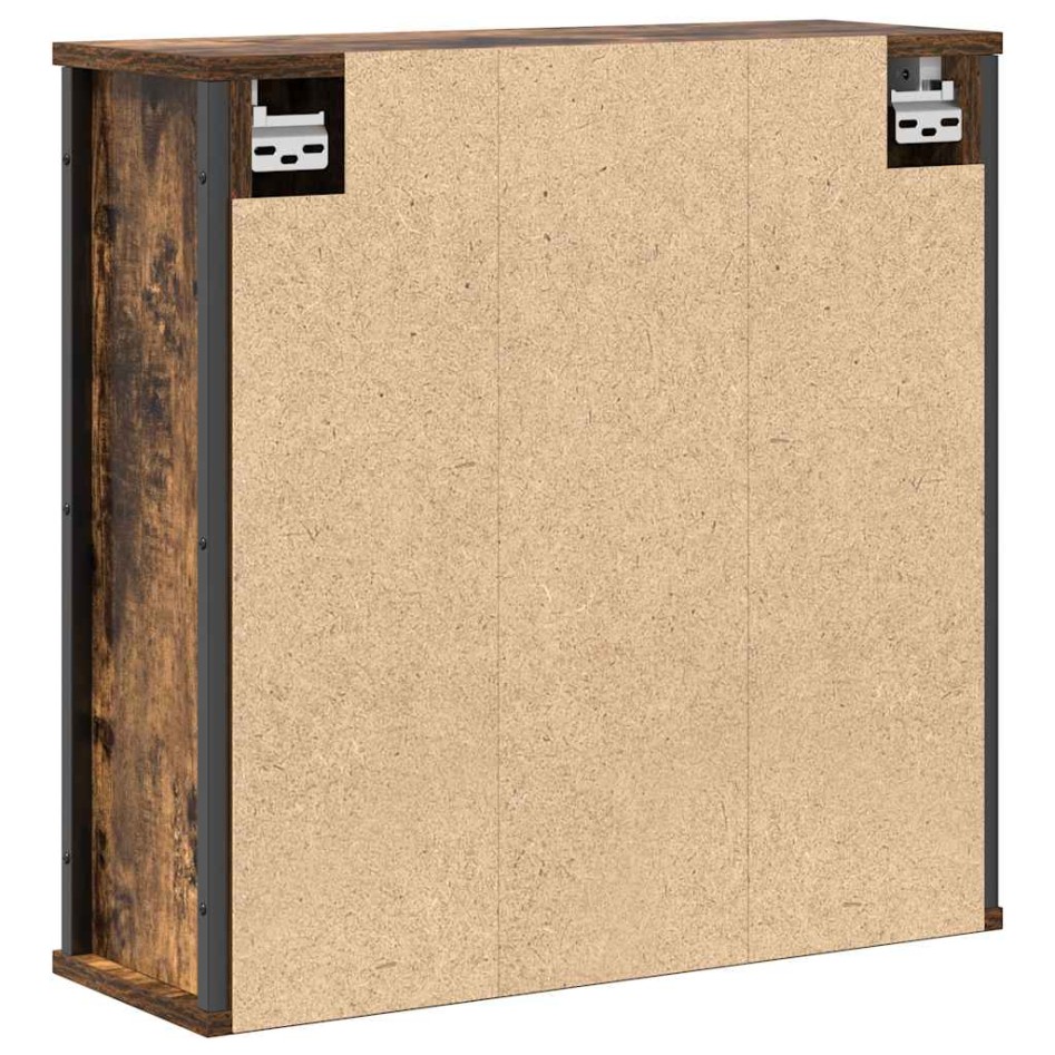 Mueble de baño de pared con espejo roble ahumado 60x21x60