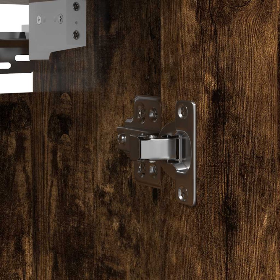 Mueble de baño de pared con espejo roble ahumado 60x21x60