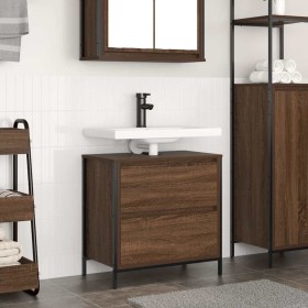 Mueble de baño con lavabo y cajones roble marrón 60x34,5x60