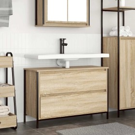 Mueble de baño con lavabo y cajones roble Sonoma 90x34,5x60