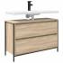 Mueble de baño con lavabo y cajones roble Sonoma 90x34,5x60