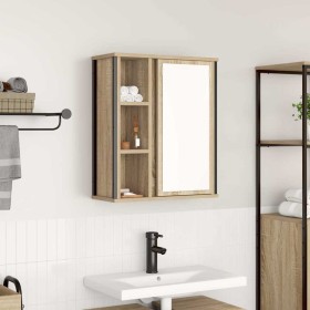 Mueble de baño de pared con espejo roble Sonoma 50x21x60