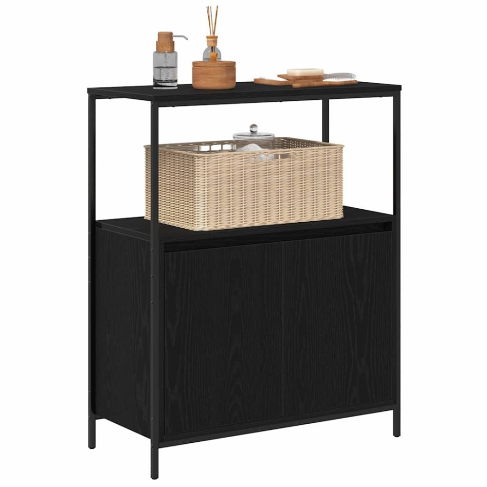 Mueble de baño con estantes roble negro 76,5x35x95