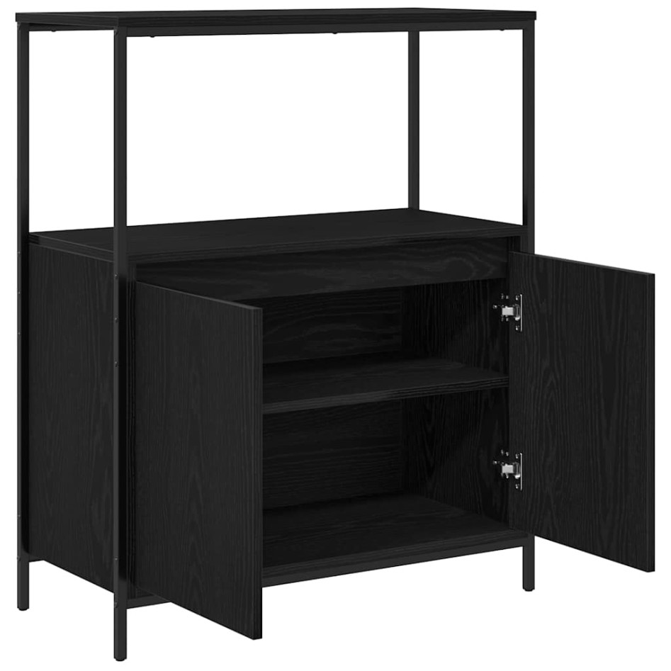 Mueble de baño con estantes roble negro 76,5x35x95